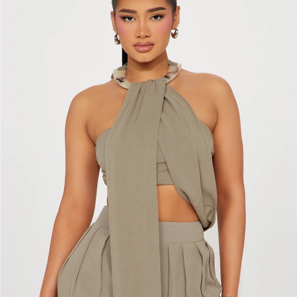 Fashion Nova Tan Wide Leg Jumpsuit - Picture 2 of 4